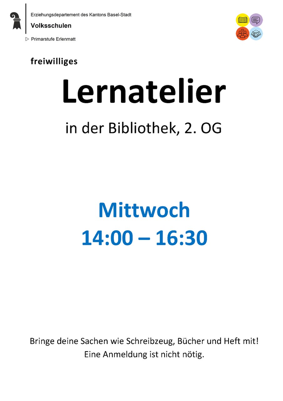 Plakat zur Hausaufgabenhilfe. Es zeigt die Textinhalte dieser Website.